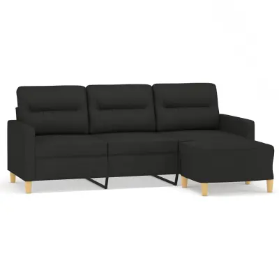 vidaXL Trosed s stolčkom za noge črn 180 cm blago