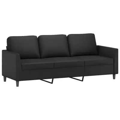 vidaXL Kavč trosed črn 180 cm umetno usnje