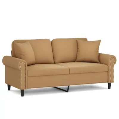 vidaXL Kavč dvosed z okrasnimi blazinami rjav 140 cm žamet