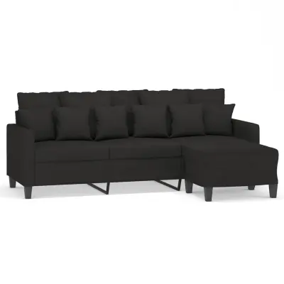 vidaXL Trosed s stolčkom za noge črn 180 cm blago