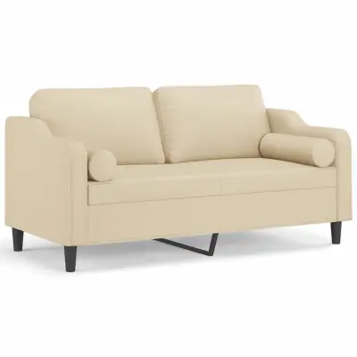 vidaXL Kavč dvosed z blazinami krem 140 cm blago