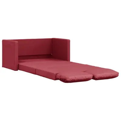vidaXL Talni raztegljiv kavč 2 v 1 vinsko rdeč 112x174x55 cm um. usnje