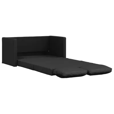 vidaXL Talni raztegljiv kavč 2 v 1 črn 112x174x55 cm umetno usnje