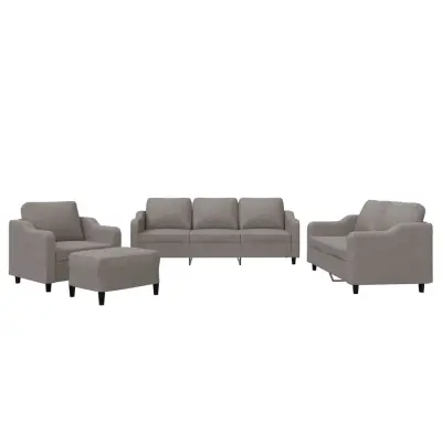 vidaXL Sedežna garnitura 4-delna z blazinami taupe blago