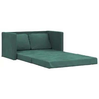 vidaXL Talni raztegljiv kavč 2 v 1 temno zelen 122x204x55 cm žamet
