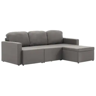 vidaXL Trosed modularni kavč z ležiščem taupe iz blaga