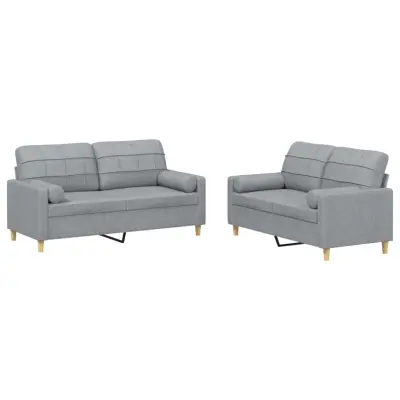 vidaXL Sedežna garnitura 4-delna z vzglavniki svetlo sivo blago