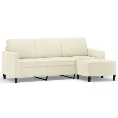 vidaXL Trosed s stolčkom za noge krem 180 cm žamet