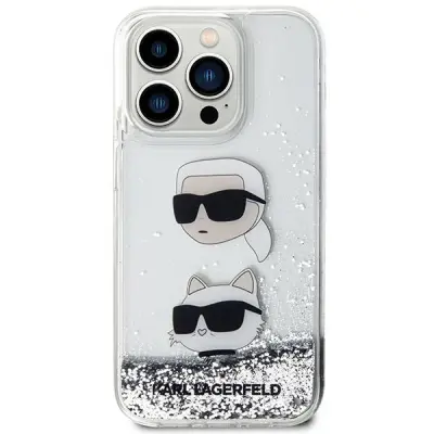 Karl Lagerfeld zaščitni ovitek Liquid Glitter Karl&Choupette Heads , Iphone 14 Pro