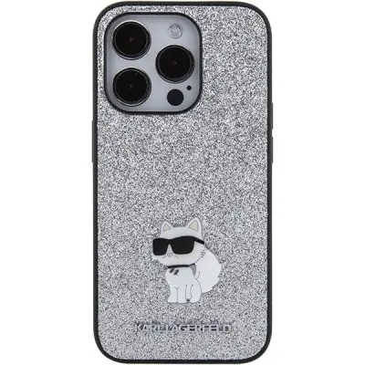 Karl Lagerfeld zaščitni ovitek Glitter Choupette Logo Metal Pin, Iphone 15 Pro Max
