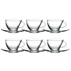 Set skodelica za čaj s podstavkom Penguen 215ml / 6 kos / steklo