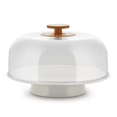 Zvon za pecivo na podstavku Mattina 31,6xh21,5cm / porcelan, plastika, les