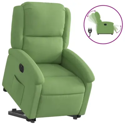 vidaXL Električni naslanjač s funkcijo vstajanja svetlo zelen žamet