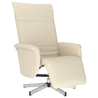 vidaXL Naslanjač z naslonom za noge krem umetno usnje