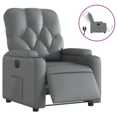 vidaXL Električni naslanjač sivo umetno usnje