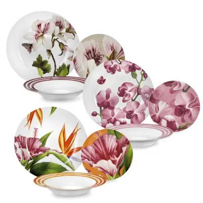 18-delni set krožnikov Blooming / porcelan