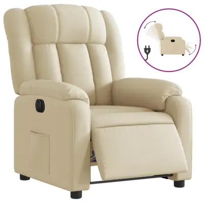 vidaXL Električni naslanjač krem tkanina