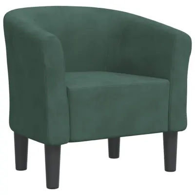 vidaXL Fotelj temno zelen žamet