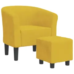 vidaXL Fotelj s stolčkom za noge rumen žamet