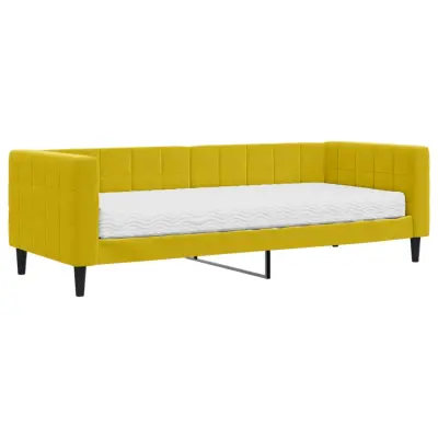 vidaXL Dnevna postelja z vzmetnico rumena 80x200 cm žamet