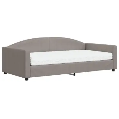 vidaXL Dnevna postelja z vzmetnico taupe 100x200 cm blago