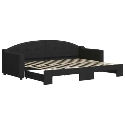 vidaXL Izvlečna dnevna postelja temno črna 80x200 cm blago