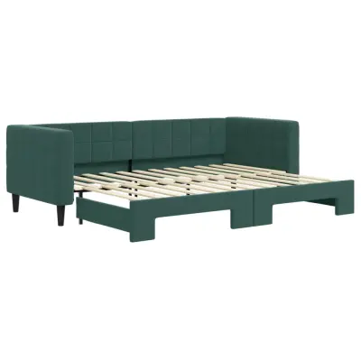 vidaXL Izvlečna dnevna postelja temno zelena 80x200 cm žamet