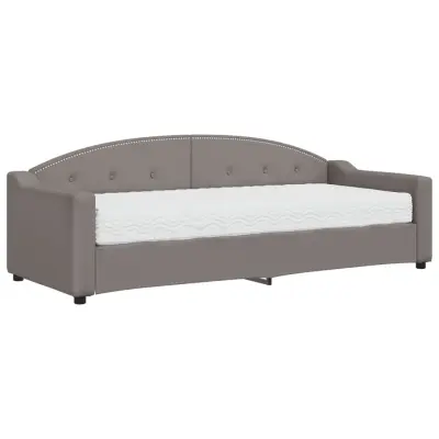 vidaXL Dnevna postelja z vzmetnico taupe 80x200 cm blago