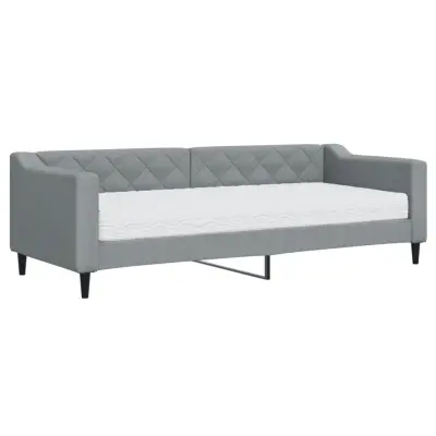 vidaXL Dnevna postelja z vzmetnico svetlo siva 80x200 cm blago