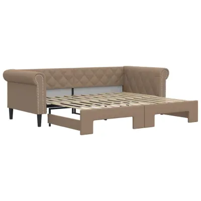 vidaXL Izvlečna dnevna postelja kapučino 90x200 cm umetno usnje