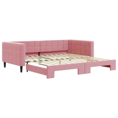 vidaXL Izvlečna dnevna postelja roza 100x200 cm žamet
