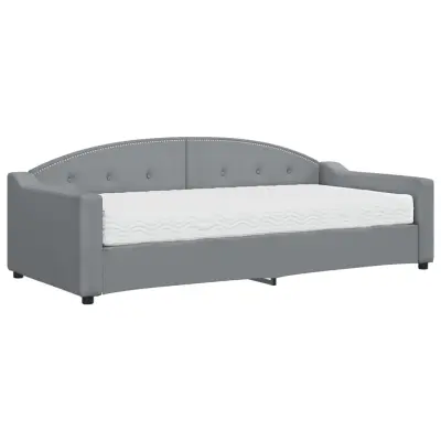 vidaXL Dnevna postelja z vzmetnico svetlo siva 90x200 cm blago