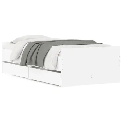 vidaXL Posteljni okvir s predali bel 90x190 cm