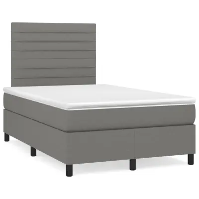 vidaXL Box spring postelja z vzmetnico temno siva 120x200 cm blago
