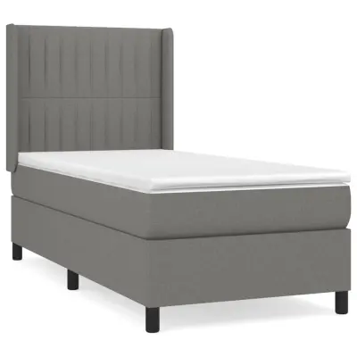 vidaXL Box spring postelja z vzmetnico temno siva 100x200 cm blago
