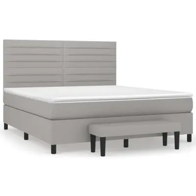 vidaXL Box spring postelja z vzmetnico svetlo siva 160x200 cm žamet