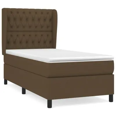 vidaXL Box spring postelja z vzmetnico temno rjava 100x200 cm blago