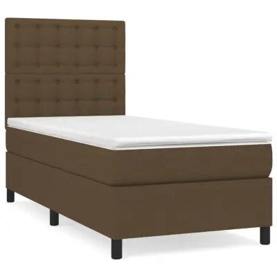 vidaXL Box spring postelja z vzmetnico temno rjava 100x200 cm blago