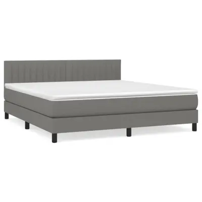 vidaXL Box spring postelja z vzmetnico temno siva 160x200 cm blago