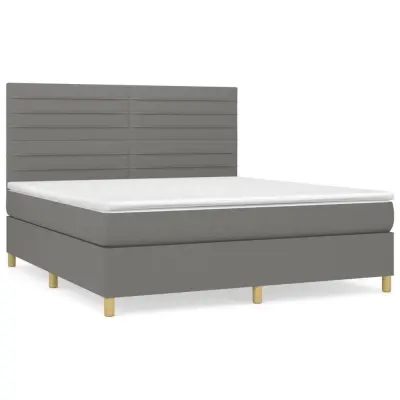 vidaXL Box spring postelja z vzmetnico temno siva 180x200 cm blago