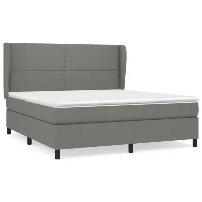 vidaXL Box spring postelja z vzmetnico temno siva 160x200 cm blago
