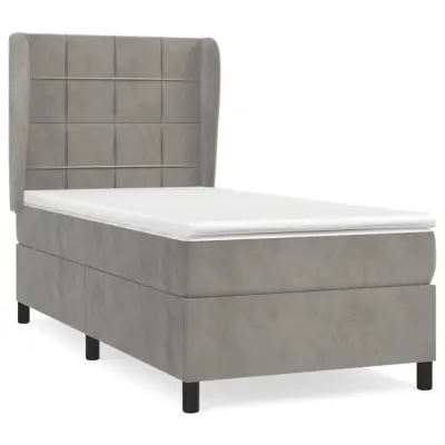 vidaXL Box spring postelja z vzmetnico svetlo siva 80x200 cm žamet