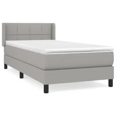 vidaXL Box spring postelja z vzmetnico svetlo siva 90x190 cm blago