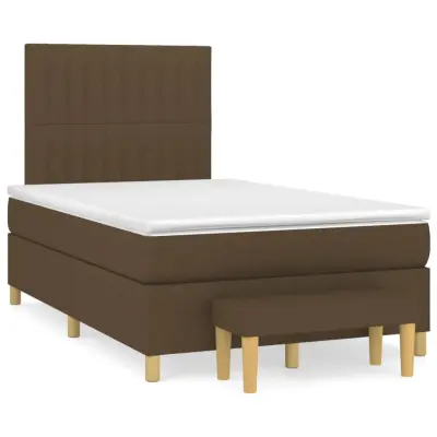 vidaXL Box spring postelja z vzmetnico temno rjav 120x200 cm blago