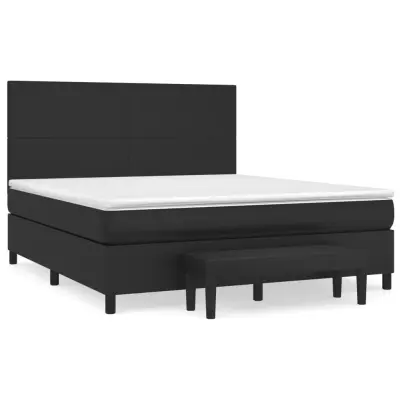 vidaXL Box spring postelja z vzmetnico črn 160x200 cm umetno usnje