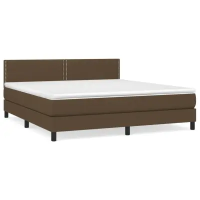 vidaXL Box spring postelja z vzmetnico temno rjava 180x200 cm blago