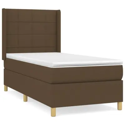 vidaXL Box spring postelja z vzmetnico temno rjava 100x200 cm blago