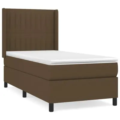 vidaXL Box spring postelja z vzmetnico temno rjava 100x200 cm blago