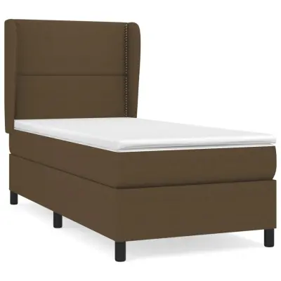 vidaXL Box spring postelja z vzmetnico temno rjava 90x200 cm blago