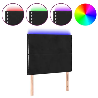 vidaXL LED posteljno vzglavje črno 90x5x118/128 cm žamet